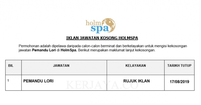 HolmSpa HolmSpa ~ Pemandu Lori