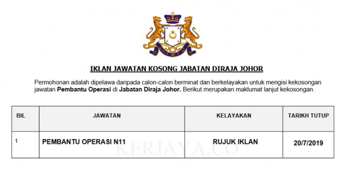 Jabatan Diraja Johor Jabatan Diraja Johor ~ Pembantu Operasi