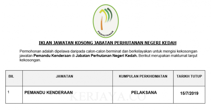 Jabatan Perhutanan Negeri Kedah Jabatan Perhutanan Negeri Kedah ~ Pemandu Kenderaan H11