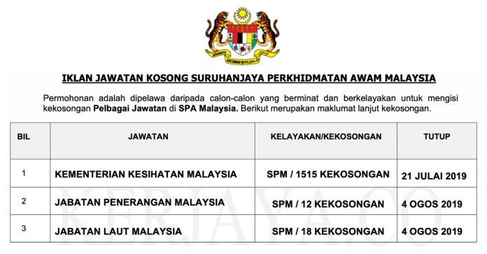 Jawatan Kosong Terkini Suruhanjaya Perkhidmatan Awam Malaysia (SPA Malaysia) (1) Jawatan Kosong Terkini Suruhanjaya Perkhidmatan Awam Malaysia (SPA Malaysia) (1)