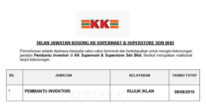 KK Supermart & Superstore Sdn Bhd KK Supermart & Superstore ~ Pembantu Inventori