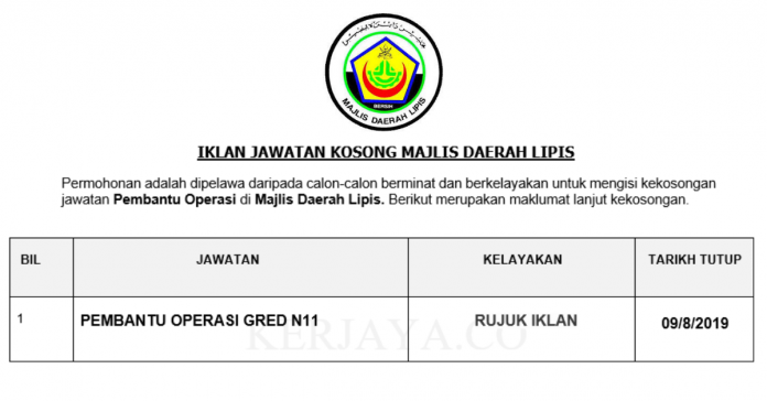 Majlis Daerah Lipis Majlis Daerah Lipis ~ Pembantu Operasi N11