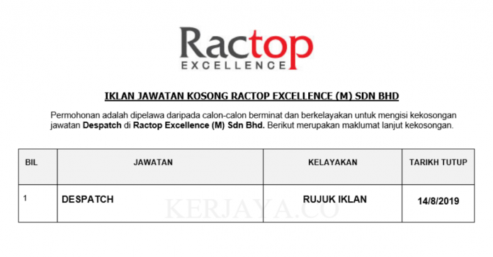 Ractop Excellence (M) Sdn Bhd Ractop Excellence ~ Despatch