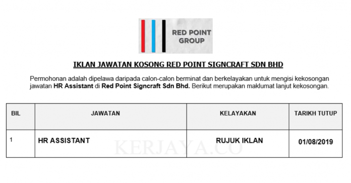 Red Point Signcraft Sdn Bhd Red Point Signcraft ~ HR Assistant