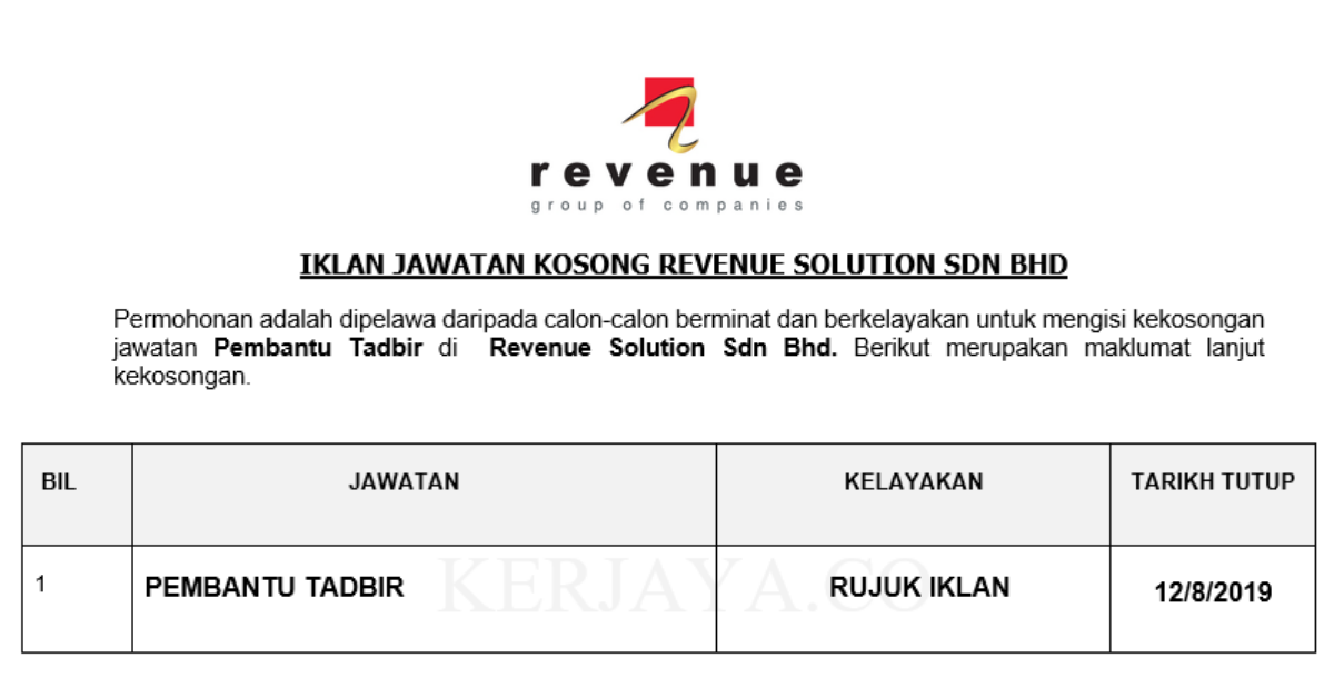 revenue-solution-sdn-bhd-kerja-kosong-kerajaan