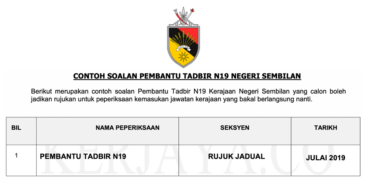 Contoh Soalan Pembantu Tadbir N19 Negeri Sembilan ~ Kefahaman Bahasa