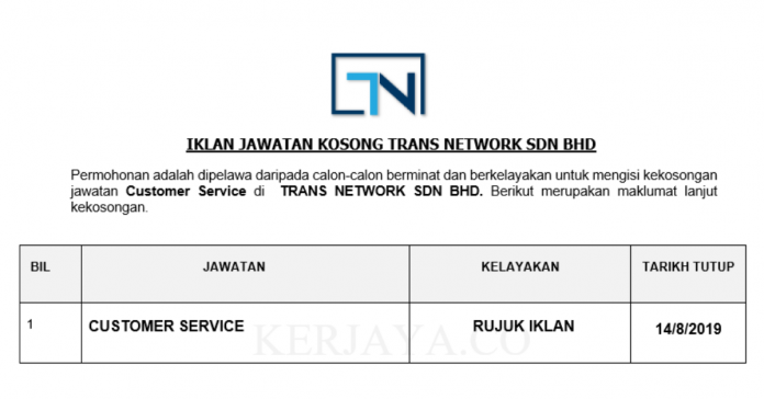 TRANS NETWORK SDN BHD Trans Network ~ Customer Service