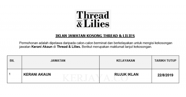Thread & Lilies ~ Kerani Akaun