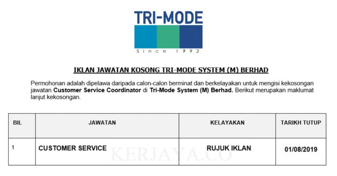 Tri-Mode System (M) Berhad Tri-Mode System ~ Customer Service