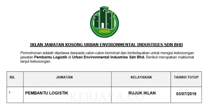 Urban Environmental Industries Sdn Bhd (1) Urban Environmental Industries ~ Pembantu Logistik