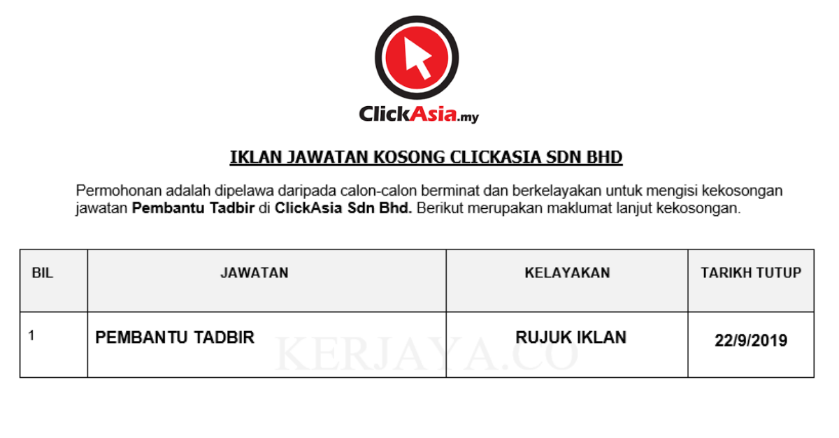 ClickAsia Sdn Bhd • Kerja Kosong Kerajaan