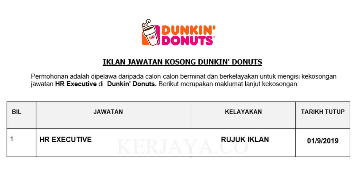 Dunkin' Donuts • Kerja Kosong Kerajaan