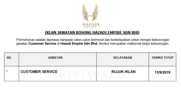 Hazadi Empire Sdn Bhd Hazadi Empire ~ Customer Service