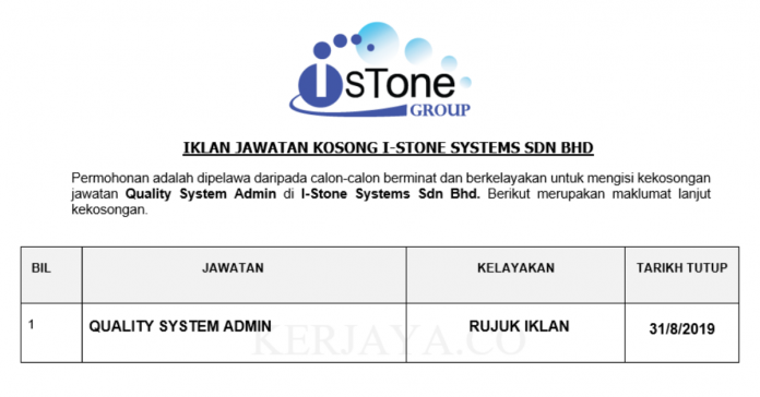 I-Stone Systems Sdn Bhd I-Stone Systems ~ Quality System Admin