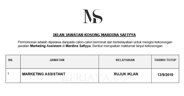 Mardina Safiyya ~ Pembantu Pemasaran