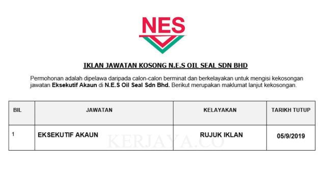N.E.S Oil Seal ~ Eksekutif Akaun