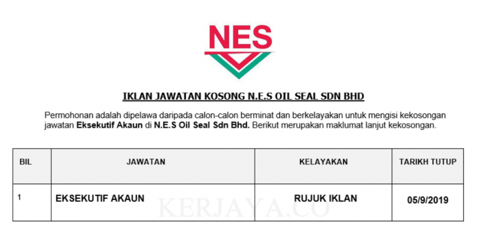 N.E.S Oil Seal Sdn Bhd N.E.S Oil Seal ~ Eksekutif Akaun