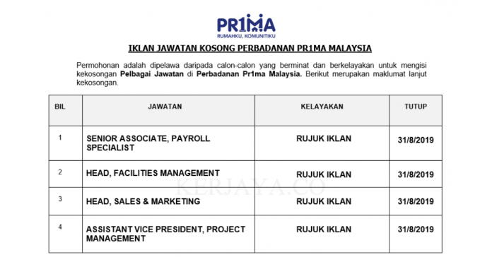 Perbadanan Pr1ma Malaysia Perbadanan Pr1ma Malaysia ~ Pelbagai Kekosongan Jawatan