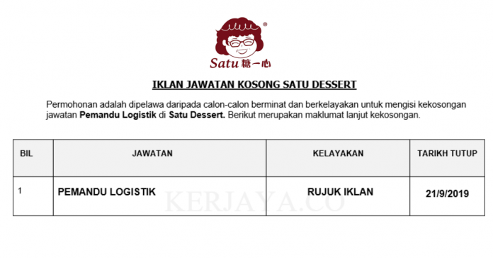 Satu Dessert Satu Dessert ~ Pemandu Logistik