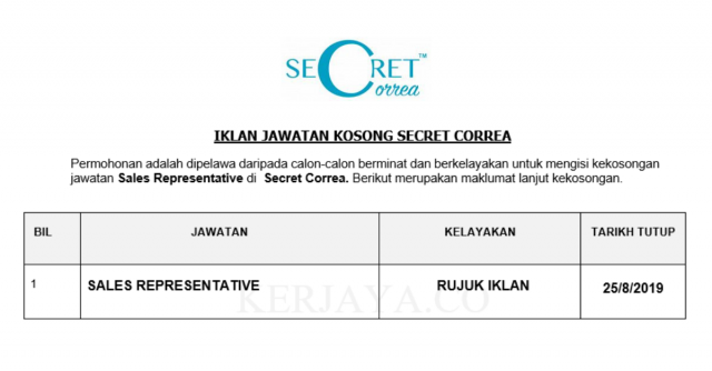 Secret Correa ~ Sales Representative