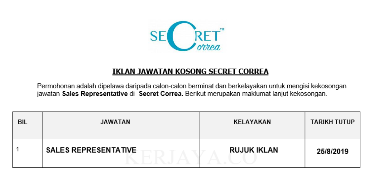 Secret Correa • Kerja Kosong Kerajaan