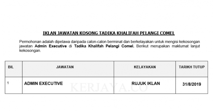 Tadika Khalifah Pelangi Comel Tadika Khalifah Pelangi Comel ~ Admin Executive