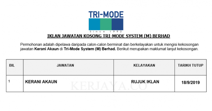 Tri-Mode System (M) Berhad Tri-Mode System ~ Kerani Akaun