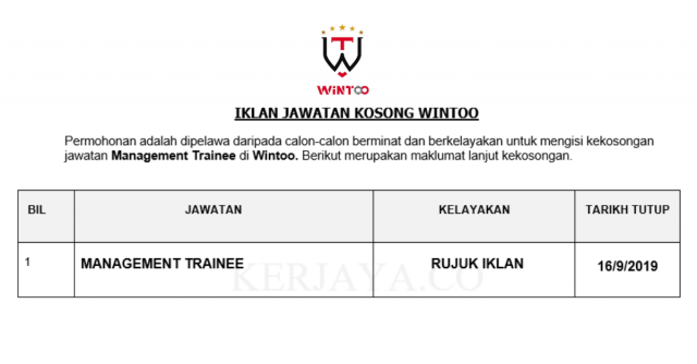 Wintoo ~ Management Trainee