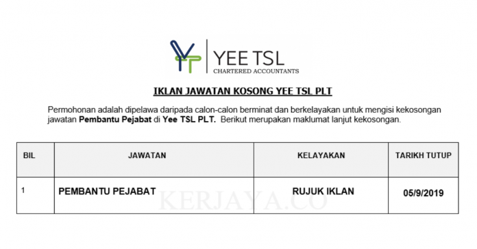 Yee TSL PLT Yee TSL PLT ~ Pembantu Pejabat