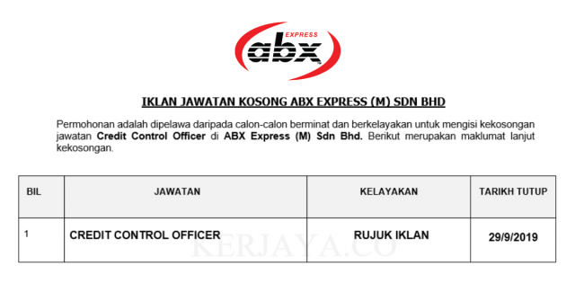 ABX Express ~ Credit Control Officer