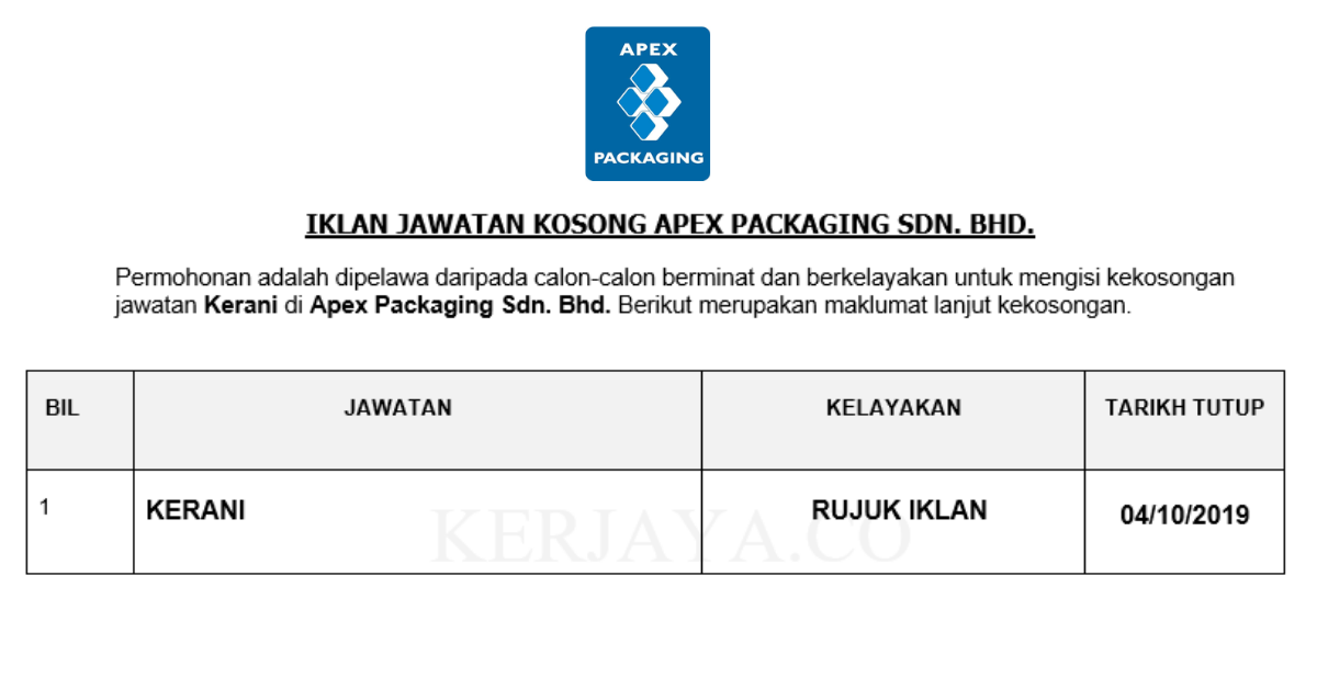 Apex Packaging ~ Kerani