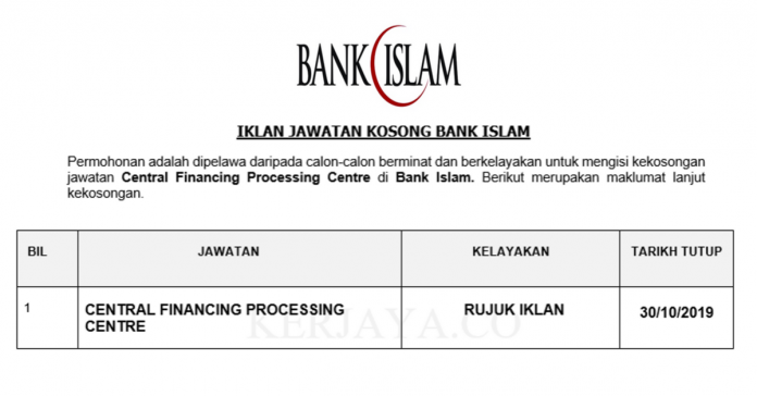 Bank Islam Bank Islam Malaysia Berhad ~ Central Financing Processing Centre