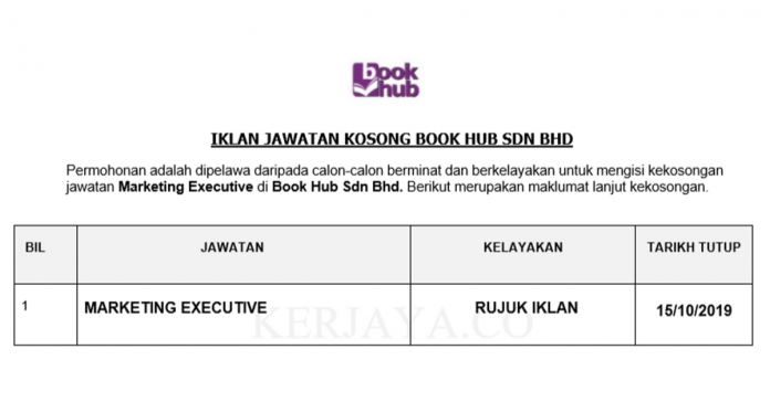 Book Hub Sdn Bhd Book Hub ~ Marketing Executive