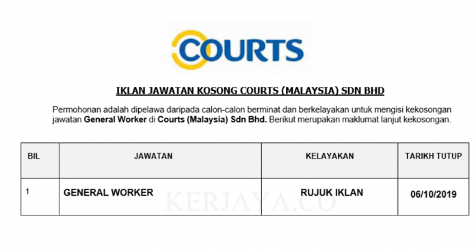 Courts (Malaysia) Sdn Bhd (1) Courts ~ General Worker