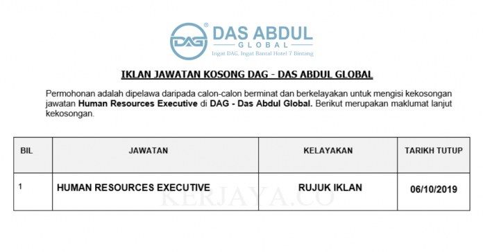 DAG - Das Abdul Global DAG - Das Abdul Global ~ Human Resources Executive