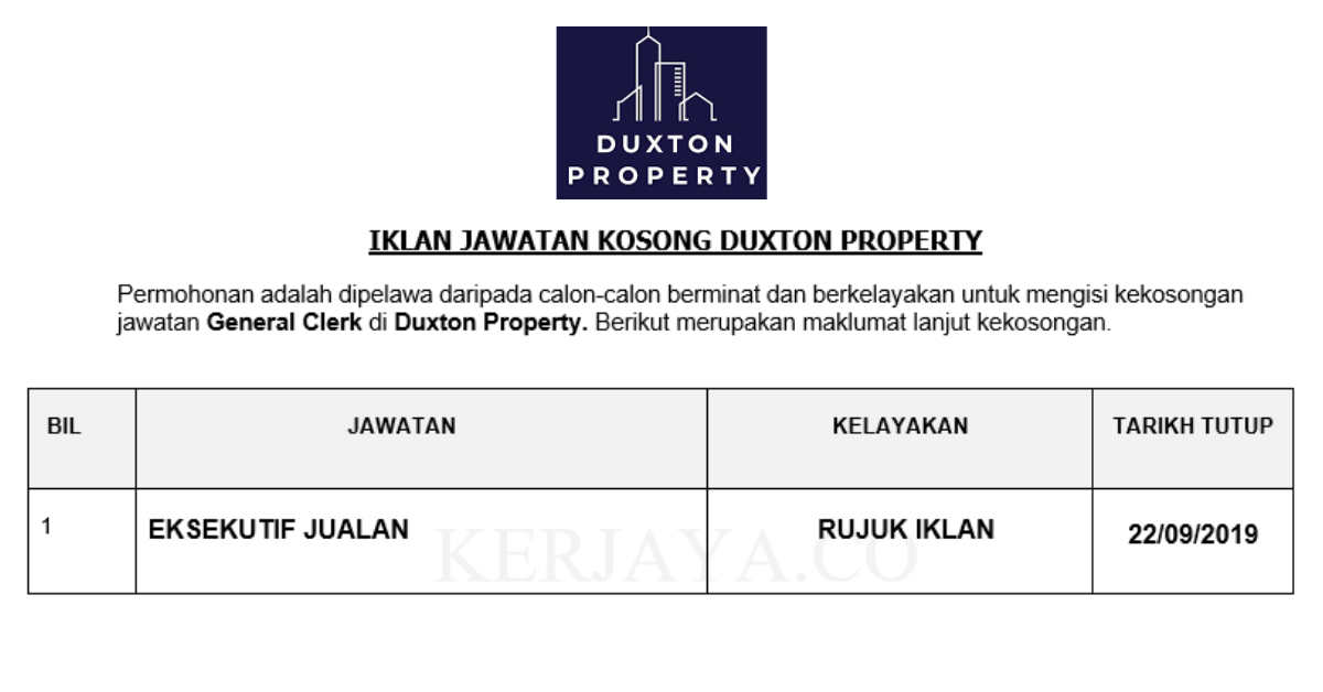 Duxton Property • Kerja Kosong Kerajaan