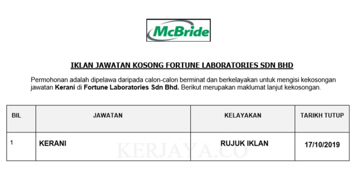 Fortune Laboratories Sdn Bhd Fortune Laboratories ~ Kerani