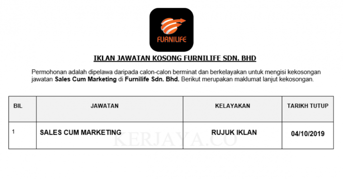 Furnilife Sdn. Bhd Furnilife ~ Sales Cum Marketing
