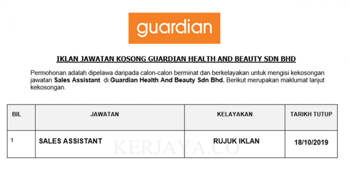 Guardian Health And Beauty Sdn Bhd Guardian Health And Beauty ~ Sales Assistant