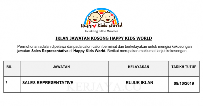 Happy Kids World Happy Kids World ~ Sales Representative