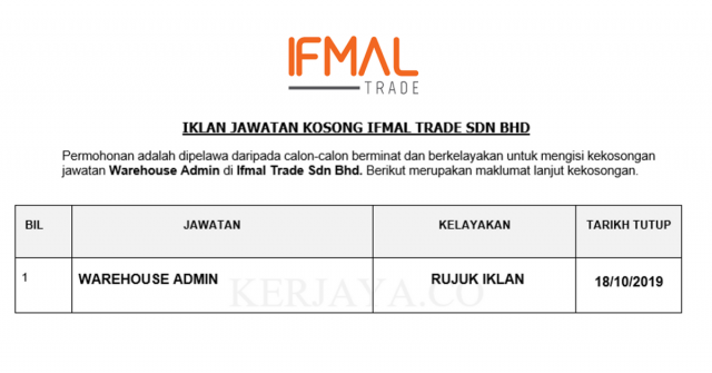 Ifmal Trade ~ Warehouse Admin