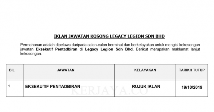 Legacy Legion Sdn Bhd Legacy Legion ~ Eksekutif Pentadbiran