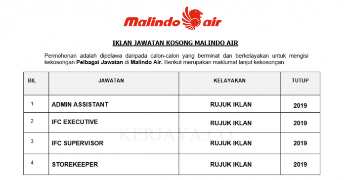 Malindo Air Malindo Air ~ Pembantu Tadbir & Pelbagai Kekosongan Jawatan