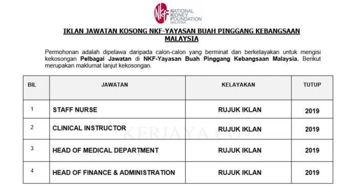 NKF-Yayasan Buah Pinggang Kebangsaan Malaysia NKF-Yayasan Buah Pinggang Kebangsaan Malaysia ~ Pelbagai Kekosongan Jawatan