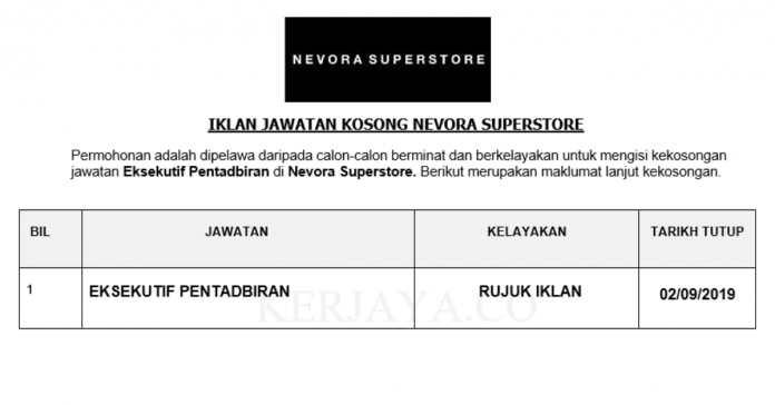 Nevora Superstore Nevora Superstore ~ Eksekutif Pentadbiran