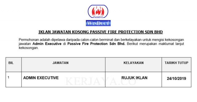 Passive Fire Protection ~ Eksekutif Pentadbiran