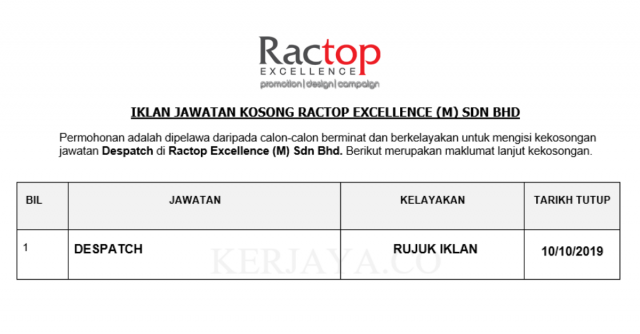 Ractop Excellence ~ Despatch
