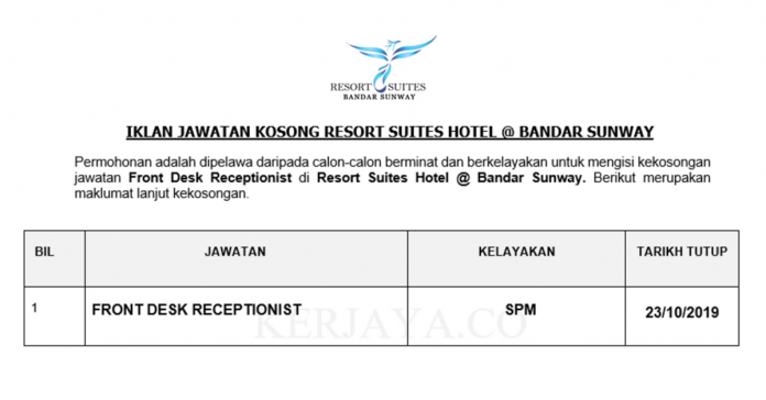 Resort Suites Hotel @ Bandar Sunway Resort Suites Hotel @ Bandar Sunway ~ Front Desk Receptionist