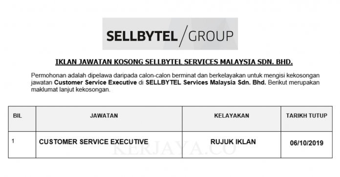 SELLBYTEL Services Malaysia Sdn. Bhd. SELLBYTEL Services Malaysia ~ Customer Service Executive