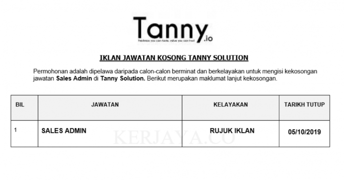 Tanny Solution Tanny Solution ~ Sales Admin
